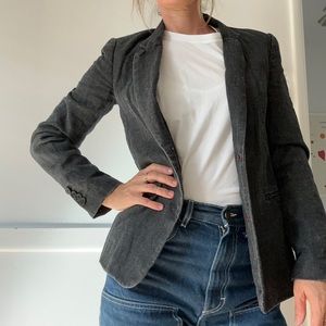 Aritzia washed black cotton/linen blend blazer